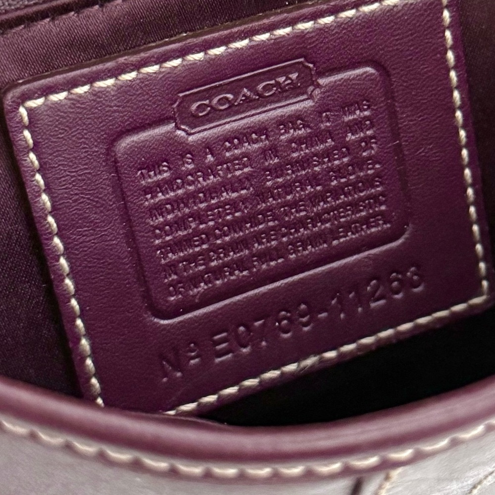Vintage Coach Ergo Legacy XL Belted Hobo 11266 Burnished Plum Leather Y2K - Picture 9 of 15